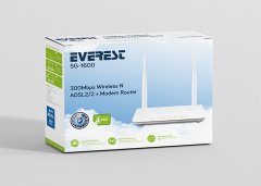 EVEREST SG-1600 MODEM 4 PORT 300MBPS ETHERNET BRIDGE UYUMLU KABLOSUZ 5DBN 2ANT.ADSL MODEM