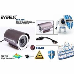 EVEREST SFR-389 GÜVENLİK KAMERASI CCD SENSÖR 6MM 700TVL 54 LEDLİ OSD MENÜ GÜVENLİK KAMERASI