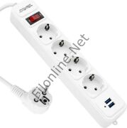 POWERMASTER 2 X USB 4'LÜ 2 METRE 2500W DİJİTAL AKIM KORUMALI PRİZ