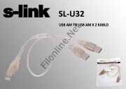 S-LINK SL-U32 USB 2.0 AM TO AM X 2 DATA HDD KABLOSU