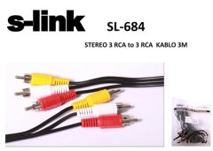S-LINK SL-684 STEREO 3 RCA TO 3 RCA 3 METRE KABLO 3'LÜ RCA KABLO