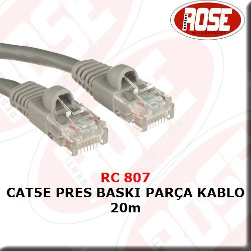CAT5E PRES BASKI PARÇA KABLO 20 METRE PATCH KABLO ROSE RC-807