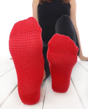 Kırmızı Pilates ve Yoga Çorabı Silikon Tabanlı