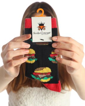 Hamburger Desenli Soket Çorap