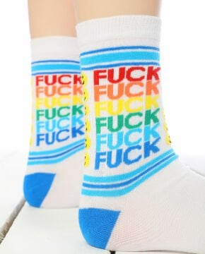 Renkli Yazılı ve Emoji Desenli Soket Çorap
