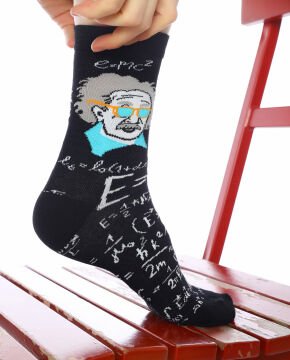 Turkuaz Detaylı Einstein Desen  Soket Çorap