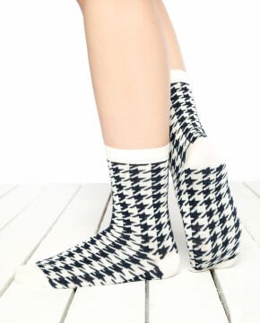 Kaz Ayağı Desenli Kadın Soket Çorap