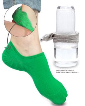 Yeşil Renk Kaymaz-Silikonlu Sneakers Babet Çorap
