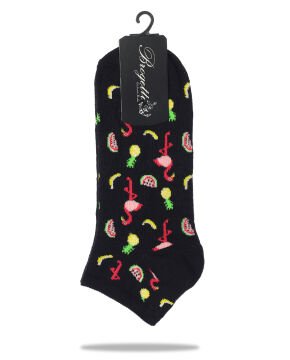 Flamingo ve Meyve Desenli Kısa Soket Çorap