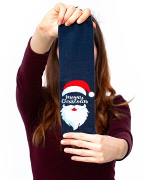 Merry Christmas ve Noel Baba Desenli Soket Çorap