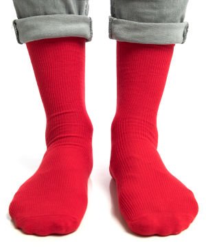 Barış Sembolü Nakışlı Kırmızı Erkek Soket Çorap