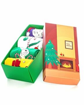 Yılbaşı Çorabı 4lü Özel Tasarım Kutulu ve Noel Temalı