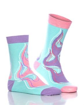 Teki Farklı Alev Desenli Çorap Soft Renkler