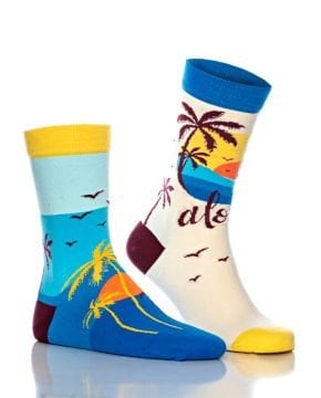 Aloha Yazılı ve Palmiye Desenli Hawaii Çorap Tekleri Farklı