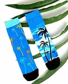 Teki Farklı Renkli Çorap Palmiye Hawaii Desenli