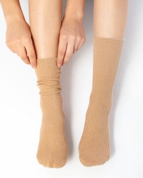 Dondurma Nakışlı Bej Renk Kadın Soket Çorap