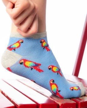 Papağan Desenli Kısa Soket Çorap