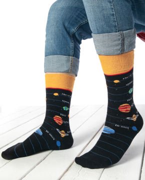 Gezegen Desenli Erkek Soket Çorap