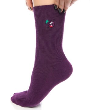 Erik Nakışlı Mor Renk Kadın Soket Çorap
