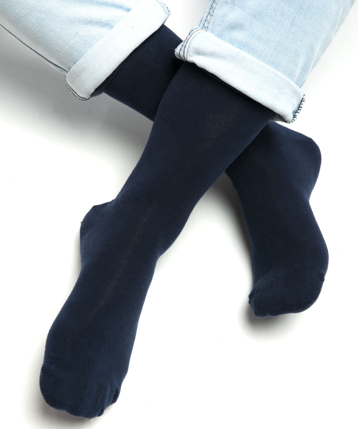 Lastiksiz Organik Pamuk Erkek Soket Çorap Lacivert Renk