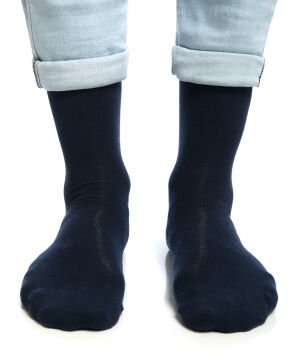 Lastiksiz Organik Pamuk Erkek Soket Çorap Lacivert Renk