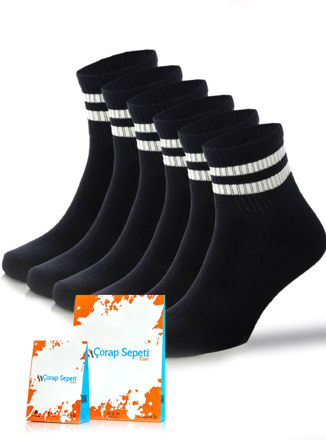 Erkek Spor Çorap 6lı Avantaj Paket Siyah Renk
