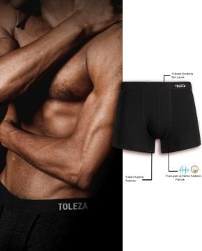 3lü Erkek Boxer Siyah Renk M Beden