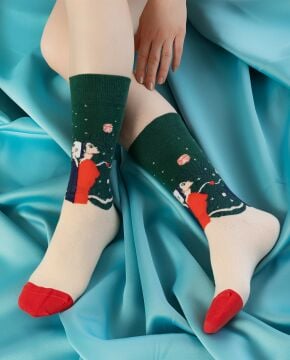 Astroloji Desenli Burun Dikişsiz Kadın Çorap