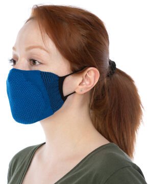 Yıkanılabilir Maske Pamuk Saks Mavi Esnek Lastikli