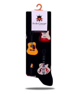 Renkli Gitar Desen Soket Çorap