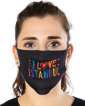 I Love İstanbul Baskılı Yüz Maskesi
