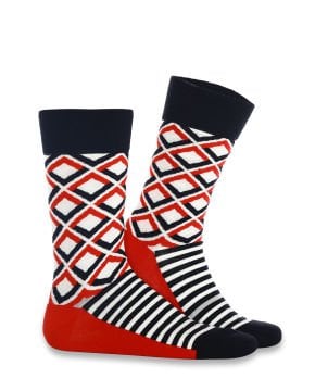Kırmızı Siyah Kare Desenli Erkek Soket Çorap