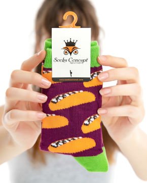 Taco Desen Mor Renk Soket Çorap