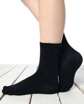Unisex Bambu Parmaklı Çorap Siyah Renk