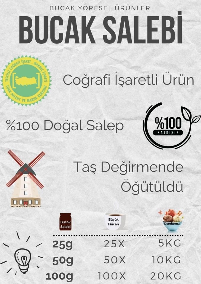 Bucak Salebi 50g %100 Doğal Salep, Saf Bucak Sahlebi ®️ Coğrafi işaretli Ürün