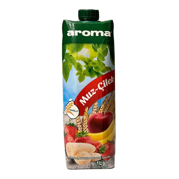 Aroma Muz Çilek Tahıllı Meyve Suyu 1 Litre 12 Adet