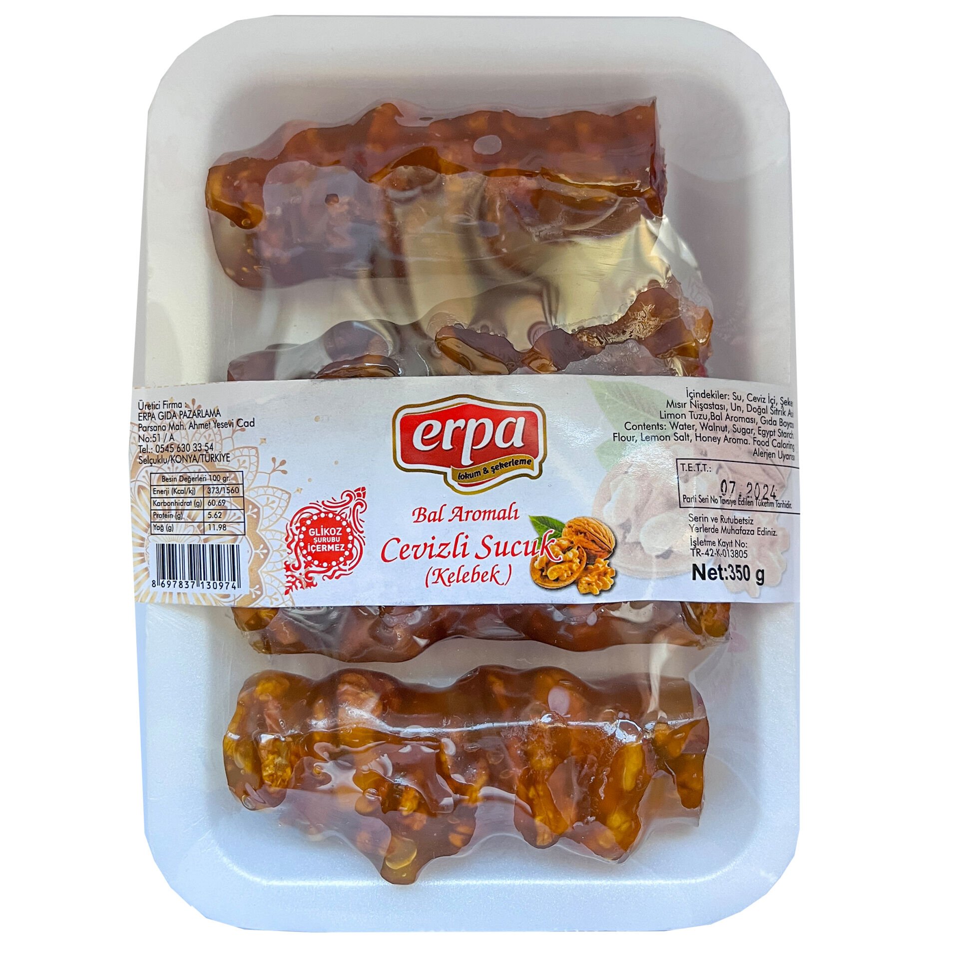 Erpa Cevizli Sucuk 350g Kelebek Bal Aromalı