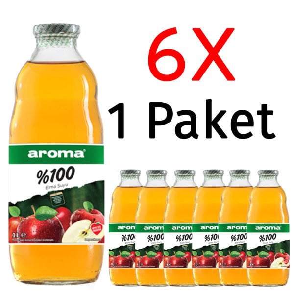 Aroma %100 Elma Meyve Suyu 1 Litre 6 Adet
