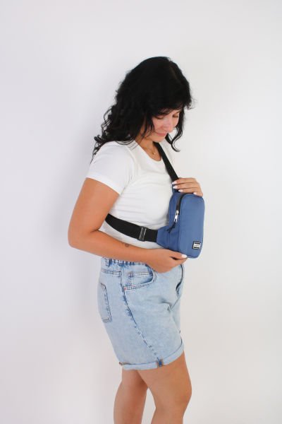 Soobepark Kanvas Kumaş Ayarlanabilir Askılı Unisex Çapraz Bodybag Bel Ve Omuz Çantası Mavi