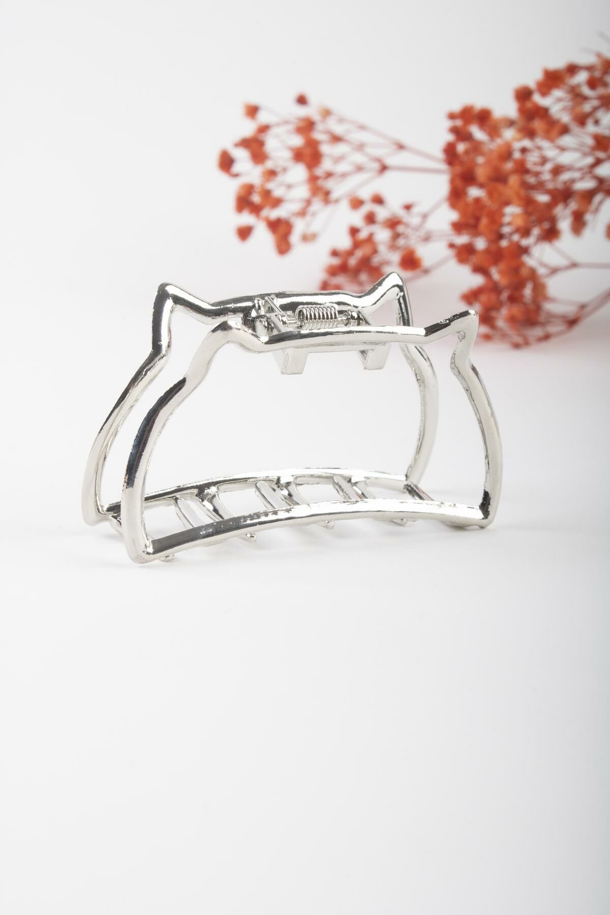 Soobepark Kedi Kulağı Tasarım Kadın Metal Mandal Toka Gümüş