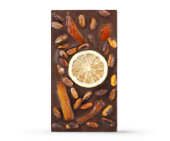 Fıstık & Portakal & Yeşil Limon Parçacıklı Tablet Çikolata 100gr