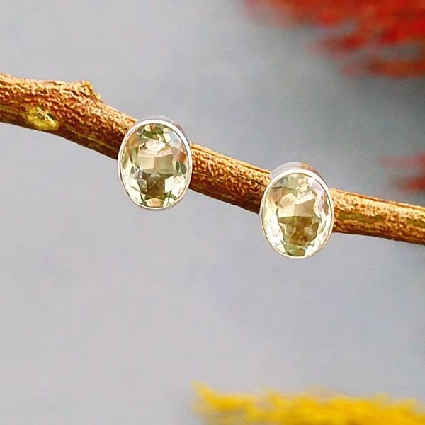 Green Topaz Özel Tasarım Doğaltaş Küpe