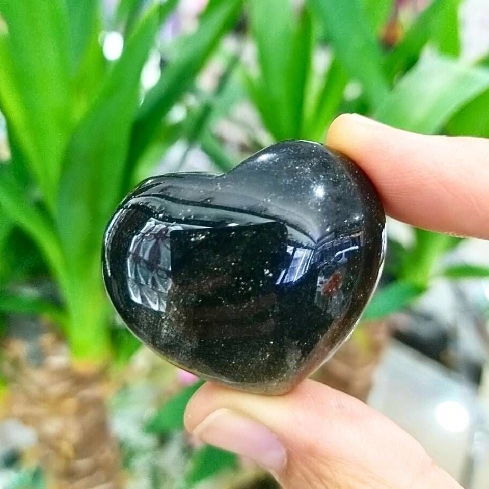 Gold Obsidyen Taşı Kalp Obje