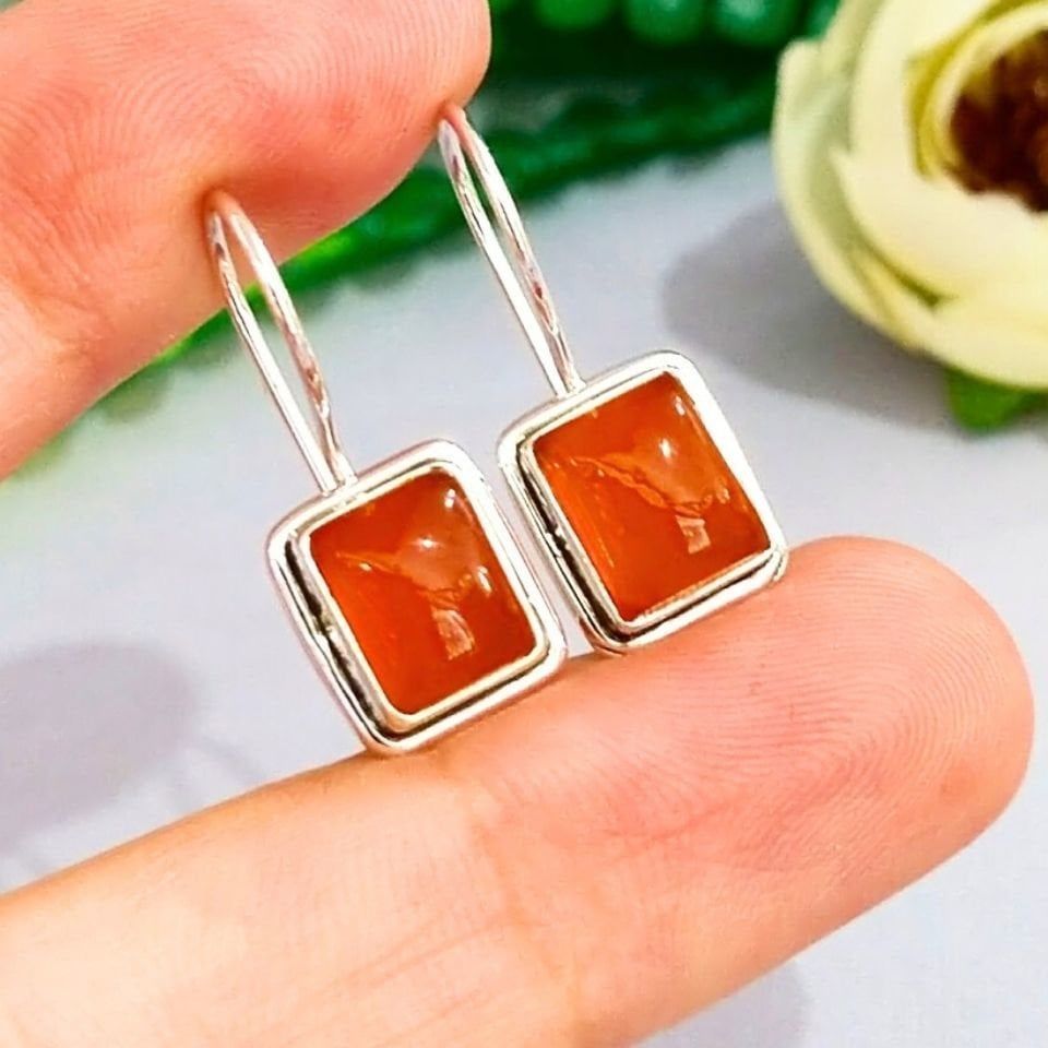 Karnelyan Akik Özel Tasarım Küpe - KP884