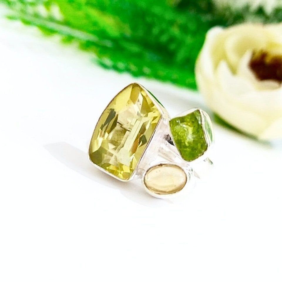 Limon Topaz Özel Tasarım Yüzük - OTS1027