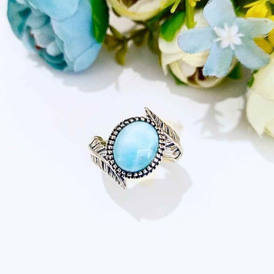 Larimar Taşı Doğal Taş Gümüş Yüzük 00673