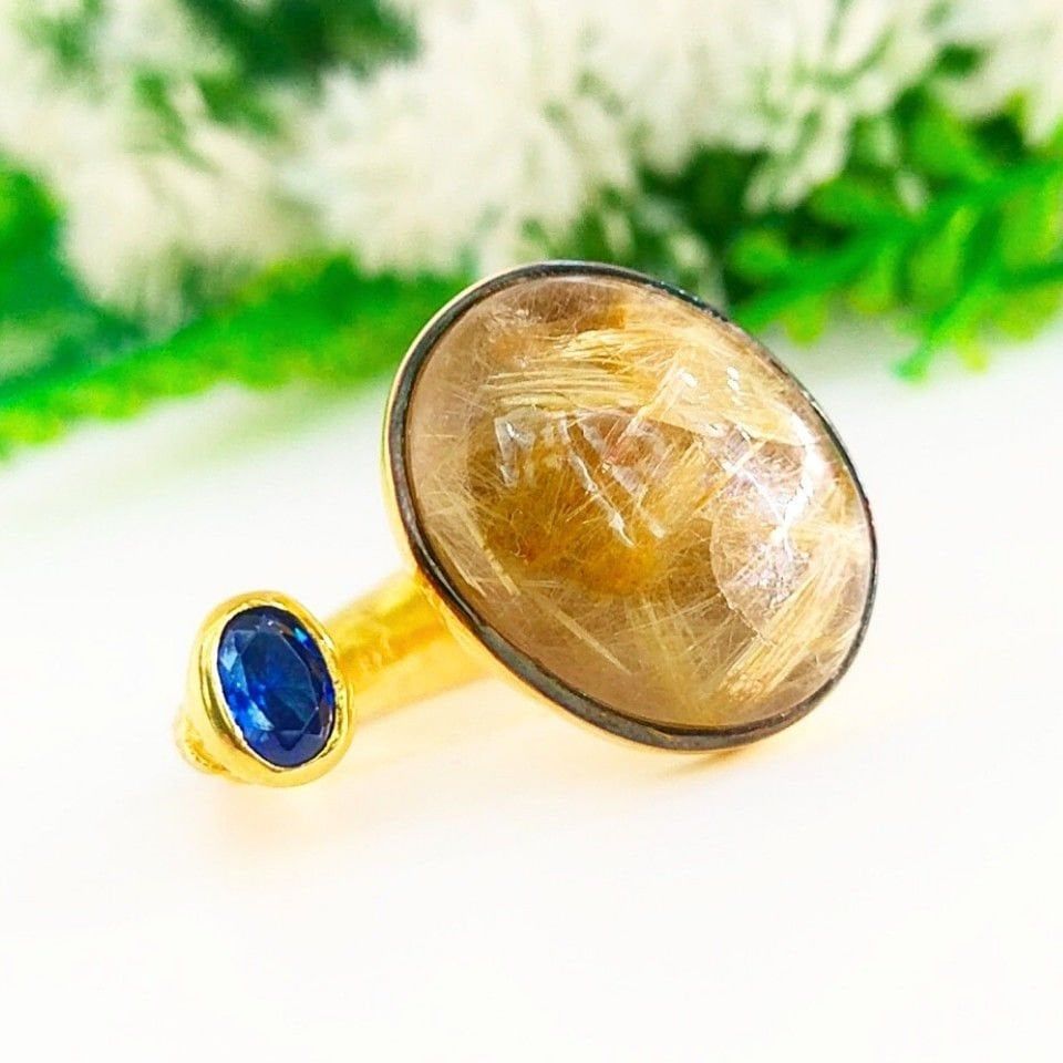 Gold Beril ve Safir Özel Tasarım Yüzük