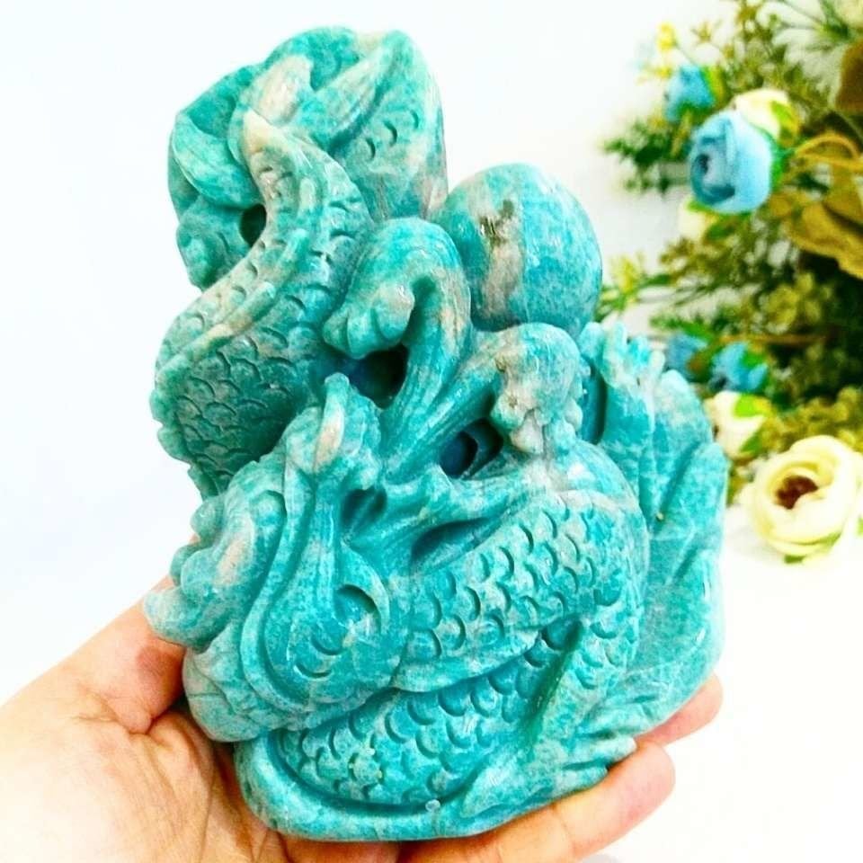 Amazonit Taşı Carving Obje