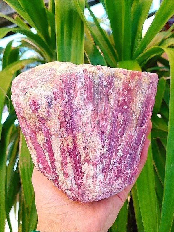 Pembe Turmalin Doğaltaş Kütle Mineral