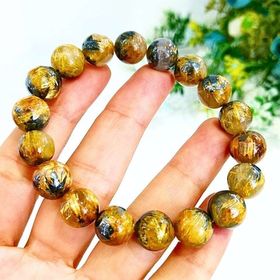 Gold Beril Doğal Taş Bileklik 12 mm